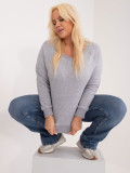 Siva plus size bluza brez kapuce