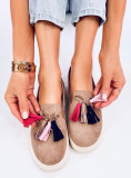 Rjave slip-on espadrile z resicami