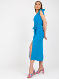 Elegantna modra midi obleka
