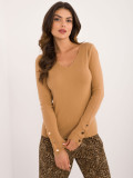 Elegantni camel pulover z dolgimi rokavi