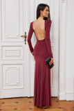 &bordo obleka z odprtim hrbtom