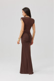 Noelia – maxi obleka v rjavi barvi