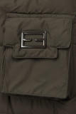 Rjava prešita jakna z umetnim krznom