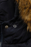 Temno modra zimska bomber jakna, daljši kroj
