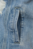 Modra jeans jakna s pasom