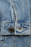 Modra jeans jakna s pasom