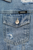 Modra ohlapna jeans jakna