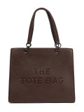 Rjava shopper torba z embosiranim napisom