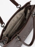 Rjava shopper torba z embosiranim napisom
