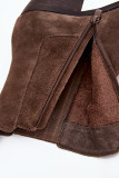 Usnjeni semiš gležnjarji na peto, podloženi, rjavi