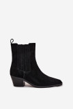 Zatepljeni črni semiš gležnjarji s peto
