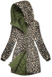 Dvostranska jakna zelena/leopardji vzorec