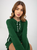 Temnozeleni mini dres s žepi