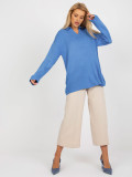 Modri dolg oversize pulover z ovratnikom RUE PARIS