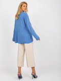 Modri dolg oversize pulover z ovratnikom RUE PARIS