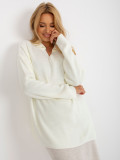 Ecru dolgi oversize pulover z ovratnikom RUE PARIS