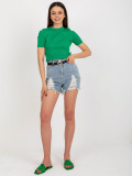 Modre ženske jeans kratke hlače z pasom