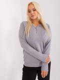 Sivý dámsky sveter plus size z viskózy