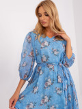 Modra oversize cvjetna haljina