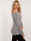 Elegantna siva pulover s dolgimi rokavi