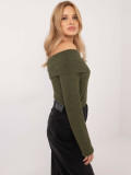 Elegantni khaki pulover z dolgimi rokavi