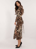 Elegantna midi obleka z leopardjim vzorcem