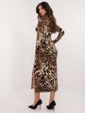 Elegantna midi obleka z leopardjim vzorcem