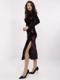Elegantna midi obleka z dolgimi rokavi