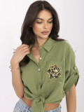 Stilska khaki srajca s 3/4 rokavi