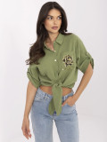 Stilska khaki srajca s 3/4 rokavi