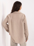 Bež jakna za prehodno obdobje z ovratnikom in žepi