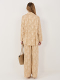Bež komplet iz viskoze s srajco in hlačami