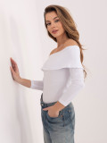 Bela bluza z odprtimi rameni in 3/4 rokavi