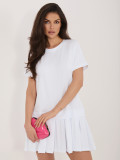 Bela razširjena mini obleka s kratkimi rokavi