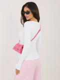 Bela rebrasta bluza z dolgimi rokavi