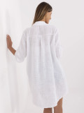 Bela oversize obleka s 3/4 rokavi