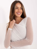 Elegantno belo body z aplikacijo in dolgimi rokavi