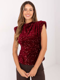 Elegantna bordo bluza z aplikacijo in bleščicami
