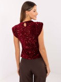 Elegantna bordo bluza z aplikacijo in bleščicami