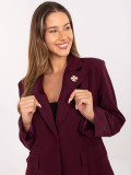 Elegantni bordo suknjič z broško in podlogo