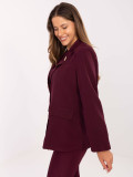 Elegantni bordo suknjič z broško in podlogo
