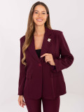Elegantni bordo suknjič z broško in podlogo