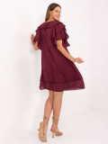 Oversize obleka s kratkimi rokavi v bordo barvi