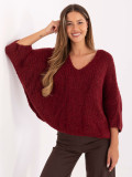 Stilski bordo pulover s 3/4 rokavi