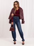 Eleganten bordo pulover z V-izrezom in gumbi
