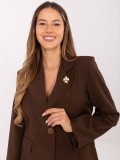 Elegantni rjavi suknjič z broško in podlogo