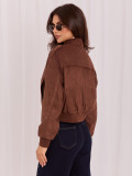 Rjava prehodna jakna iz umetnega usnja