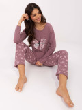 Ženska pižama z dolgimi rokavi v temno roza barvi