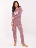 Ženska pižama z dolgimi rokavi v temno roza barvi