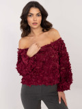 Elegantna bordo bluza z odprtimi rameni